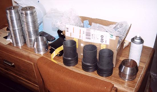 Components for several B-4 combustion chambers being prepared at 'Bruno's
Motel' before the Deimos Odyssey launch